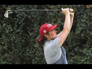 Press photo/Andy Scheidler - Alex Torres watches her tee shot on hole No. 12 at The Golf Club at Mill Creek during a home match earlier this season. 