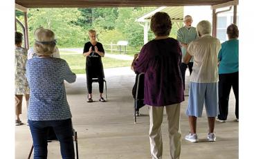 Press photo/Jake Browning Yoga classes are one of the low-impact exercise programs that seniors can now enjoy at the Crawford Senior Center both in-person and remotely.