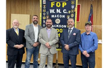 Press photo/Mia Overton The five candidates running for sheriff participated in a April 26 forum presented by the Fraternal Order of Police. Pictured (from left) are Bob Cook, Brent Holbrooks, Dereck E. Jones, Clay Bryson and Chris Browning.