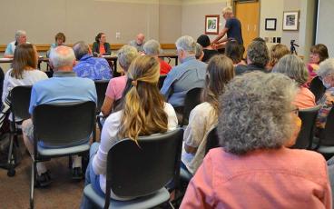 Press photo/Mia Overton - More than 40 people attend the Fontana Regional Library Board of Trustees meeting on Sept. 13 to talk about the library’s selection of LGBTQ books and how those books are presented to library patrons.