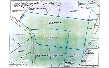 Source: Town of Franklin - The area outlined in blue are the two parcels on Belleview Road and Plantation Drive being concerned for C-2 (commercial) zoning.