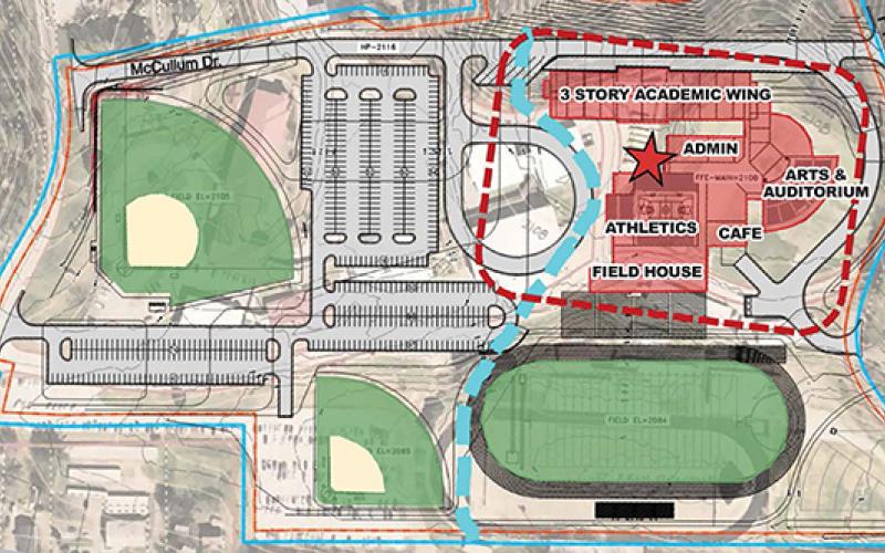 Submitted Novus Architects presented a concept drawing for improvements at the Franklin High School campus. The plan has not been approved yet.